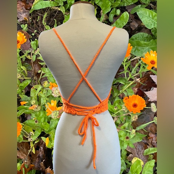 Neon Orange Crochet Corset Top - Picture 3 of 3
